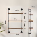 Raft metalic cu 3 x polite incluse din lemn, Vivatechnix Industrial, 630 x 205 x 1065 mm