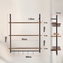 Raft metalic cu 3 x polite incluse din lemn, Vivatechnix Industrial, 800 x 245 x 965 mm