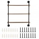 Raft metalic cu 3 x polite incluse din lemn, Vivatechnix Industrial, 830 x 205 x 960 mm