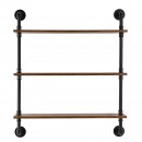 Raft metalic cu 3 x polite incluse din lemn, Vivatechnix Industrial, 830 x 205 x 960 mm