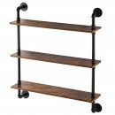 Raft metalic cu 3 x polite incluse din lemn, Vivatechnix Industrial, 830 x 205 x 960 mm