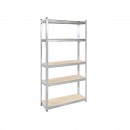 Raft metalic cu 5 polite MDF, 180x100x30cm, 250kg/polita, montaj fara suruburi, galvanizat