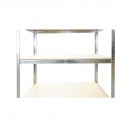 Raft metalic cu 5 polite MDF, 180x100x45cm, 250kg/polita, montaj fara suruburi, galvanizat