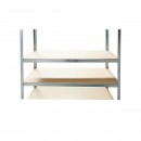 Raft metalic cu 5 polite MDF, 180x120x40cm, 250kg/polita, montaj fara suruburi, galvanizat