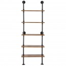 Raft metalic cu 5 x polite incluse din lemn, Vivatechnix Industrial, 610 x 255 x 1780 mm