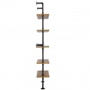 Raft metalic cu 5 x polite incluse din lemn, Vivatechnix Industrial, 610 x 255 x 1780 mm