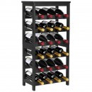 Raft modular detasabil pentru 24 sticle de vin, Stivuibil, Lemn Bambus, 6 Niveluri, 410 x 240 x 823 mm, Negru