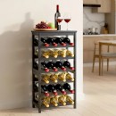 Raft modular detasabil pentru 24 sticle de vin, Stivuibil, Lemn Bambus, 6 Niveluri, 410 x 240 x 823 mm, Negru