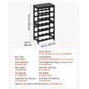 Raft modular detasabil pentru 24 sticle de vin, Stivuibil, Lemn Bambus, 6 Niveluri, 410 x 240 x 823 mm, Negru