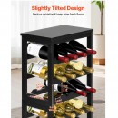 Raft modular detasabil pentru 24 sticle de vin, Stivuibil, Lemn Bambus, 6 Niveluri, 410 x 240 x 823 mm, Negru