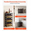 Raft modular detasabil pentru 24 sticle de vin, Stivuibil, Lemn Bambus, 6 Niveluri, 410 x 240 x 823 mm, Negru