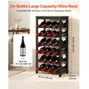 Raft modular detasabil pentru 24 sticle de vin, Stivuibil, Lemn Bambus, 6 Niveluri, 410 x 240 x 823 mm, Negru