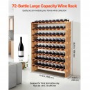 Raft modular pentru 72 sticle de vin, Stivuibil, Lemn, 8 Niveluri, 1130 x 290 x 962 mm