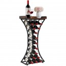 Raft pentru 15 de sticle de vin, Metal/MDF, Negru/Maro, 430 x 290 x 895 mm