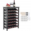 Raft pentru 42 de sticle de vin, 7 niveluri, Vivatechnix Modular, 660 x 290 x 1000 mm, Lemn bambus,  negru