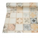 Rola fata de masa decorativa PVC 1.37x20m, grosime 0.18mm, textil 45 g/mp, model gresie vintage Breckner Germany