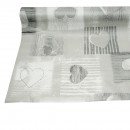 Rola fata de masa decorativa PVC 1.37x20m, grosime 0.18mm, textil 45 g/mp, model inimi gri Breckner Germany