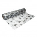 Rola folie protectie masa transparenta PVC siliconizat 1x20m, grosime 1.2mm, model floral negru Breckner Germany
