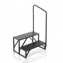 Scara portabila cu balustrada, 2 trepte, Otel, capacitate 200 kg, Negru, Inaltime 360 mm