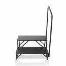 Scara portabila cu balustrada, 2 trepte, Otel, capacitate 200 kg, Negru, Inaltime 360 mm