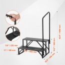 Scara portabila cu balustrada, 2 trepte, Otel, capacitate 200 kg, Negru, Inaltime 360 mm