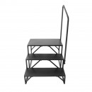 Scara portabila cu balustrada, 3 trepte, Otel, capacitate 200 kg, Negru, Inaltime 540 mm