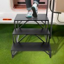 Scara portabila cu balustrada, 3 trepte, Otel, capacitate 200 kg, Negru, Inaltime 540 mm