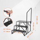 Scara portabila cu balustrada, 3 trepte, Otel, capacitate 200 kg, Negru, Inaltime 540 mm