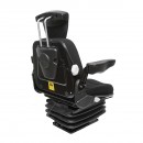 Scaun pentru tractor, negru, reglabil cu cotiera, tetiera si suspensie aer 12-24V