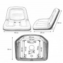 Scaun tractor galben John Deere 320x490x320mm cod OEM TY15863, AM117924, B1AM117924, B1TY15863, AM103284, AM105898, AM39582, ET12564, MG675408, MG861683, TY15863, AM39582, AM103284, MG675408, MG861683