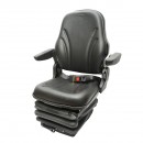 Scaun universal cu suspensie pe aer, reglabil pe inaltime si greutate 50-140Kg, cotiere si spatar rabatabil 50-90° pentru tractor, utilaje agricole, industriale, stivuitor
