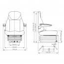 Scaun universal reglabil pentru tractor cu centura de siguranta, cotiere si suspensie mecanica 840x600mm