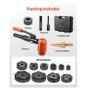 Set 10 perforatoare pentru tabla, Antrenare hidraulica, in trusa, 12.7 – 101.6 mm, 1 x burghiu in trepte, Otel 40Cr