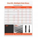 Set 10 perforatoare pentru tabla, Antrenare hidraulica, in trusa, 12.7 – 101.6 mm, 1 x burghiu in trepte, Otel 40Cr