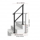 Set 2 balustrade otel, 1-2 trepte Vivatechnix, Dimensiune 1030 x 84 x 920 mm, Unghi reglabil 0° - 40°, Negru