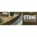 Set 3 borduri pentru delimitare gradina Stone Palisade 2.4 m, 820x95/200 mm, Maro
