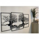 Set 3 decoratiuni perete Krodesign Tree Kiss, negru, 71 cm, grosime 2 mm