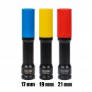 Set 3 tubulare de impact 1/2 17,19,21mm cu protectie 150mm