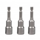 Set 3 tubulare Detoolz, prindere hexagonala 1/4, dimensiuni 12mm * 65mm, magnetice