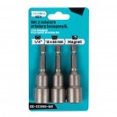 Set 3 tubulare Detoolz, prindere hexagonala 1/4, dimensiuni 12mm * 65mm, magnetice