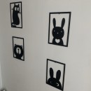 Set 4 decoratiuni tablouri Krodesign KRO-1039 Animals, negru