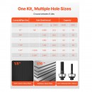 Set 6 perforatoare pentru tabla, antrenor cu clichet, in trusa, 2.7 – 50.8 mm, 1 x burghiu in trepte, Otel 40Cr