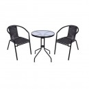 Set balcon ALESIA, negru antracit, masa 70x60 cm, 2x scaune 52x55x73 cm, otel