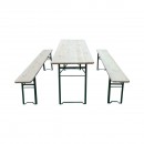 Set berarie cu masa si 2 banci pliabile din lemn masiv pentru gradina, terasa, evenimente 2200x600x770mm