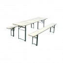 Set berarie cu masa si 2 banci pliabile din lemn masiv pentru gradina, terasa, evenimente 2200x700x770mm