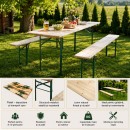 Set berarie cu masa si 2 banci pliabile din lemn masiv pentru gradina, terasa, evenimente 2200x700x770mm