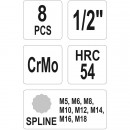Set chei de impact, Spline M5-M18, 1/2 , YATO YT-1069