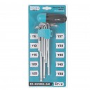 Set chei imbus Detoolz, 10 bucati, maner T, dimensiuni 1.5mm/2mm/2.5mm/ 3mm/4mm/5mm/6mm/8mm/9mm/10mm, material Cr-V