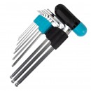 Set chei imbus Detoolz, 10 bucati, maner T, dimensiuni 1.5mm/2mm/2.5mm/ 3mm/4mm/5mm/6mm/8mm/9mm/10mm, material Cr-V
