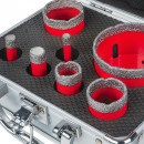 Set de carote diamantate dry M14, Ø8-68mm, cutie aluminiu 